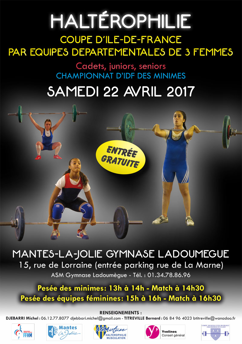 affiche pour le prochain championnat régional d'haltérophilie féminine