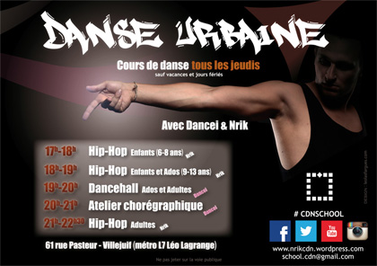 face verso du Flyer pour des cours de danse hip hop